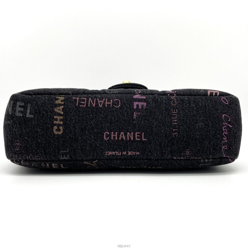 CHANEL 샤넬데님 로고프린팅 스몰플랩체인 숄더백 AS3134 사진 4