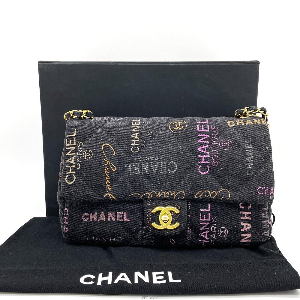 CHANEL 샤넬데님 로고프린팅 스몰플랩체인 숄더백 AS3134 사진 1