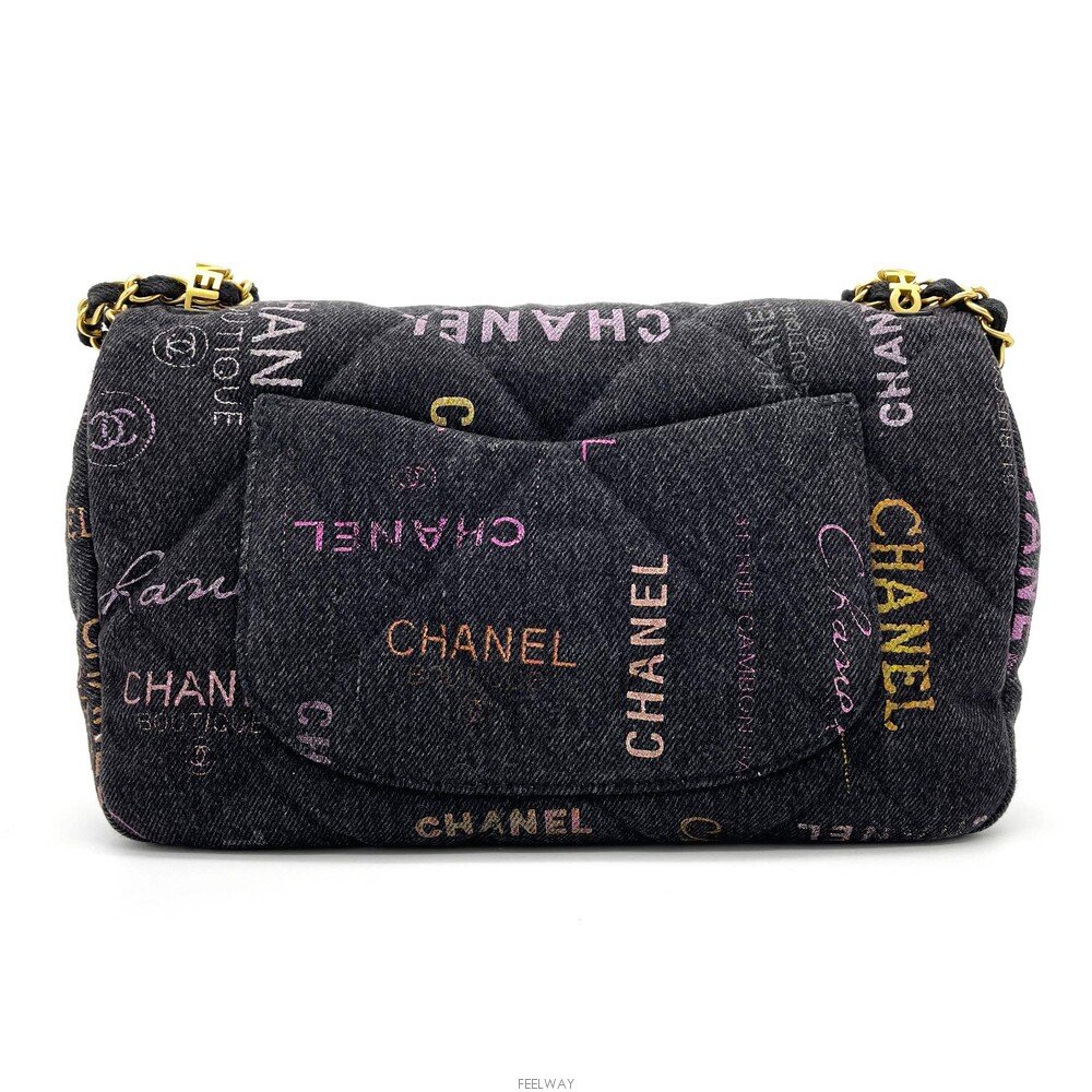CHANEL 샤넬데님 로고프린팅 스몰플랩체인 숄더백 AS3134 사진 2